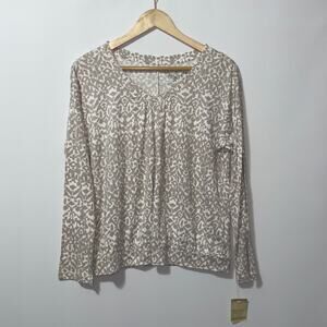 Sonoma gray Geometric Long Sleeve Blouse women’s size petite medium NWT